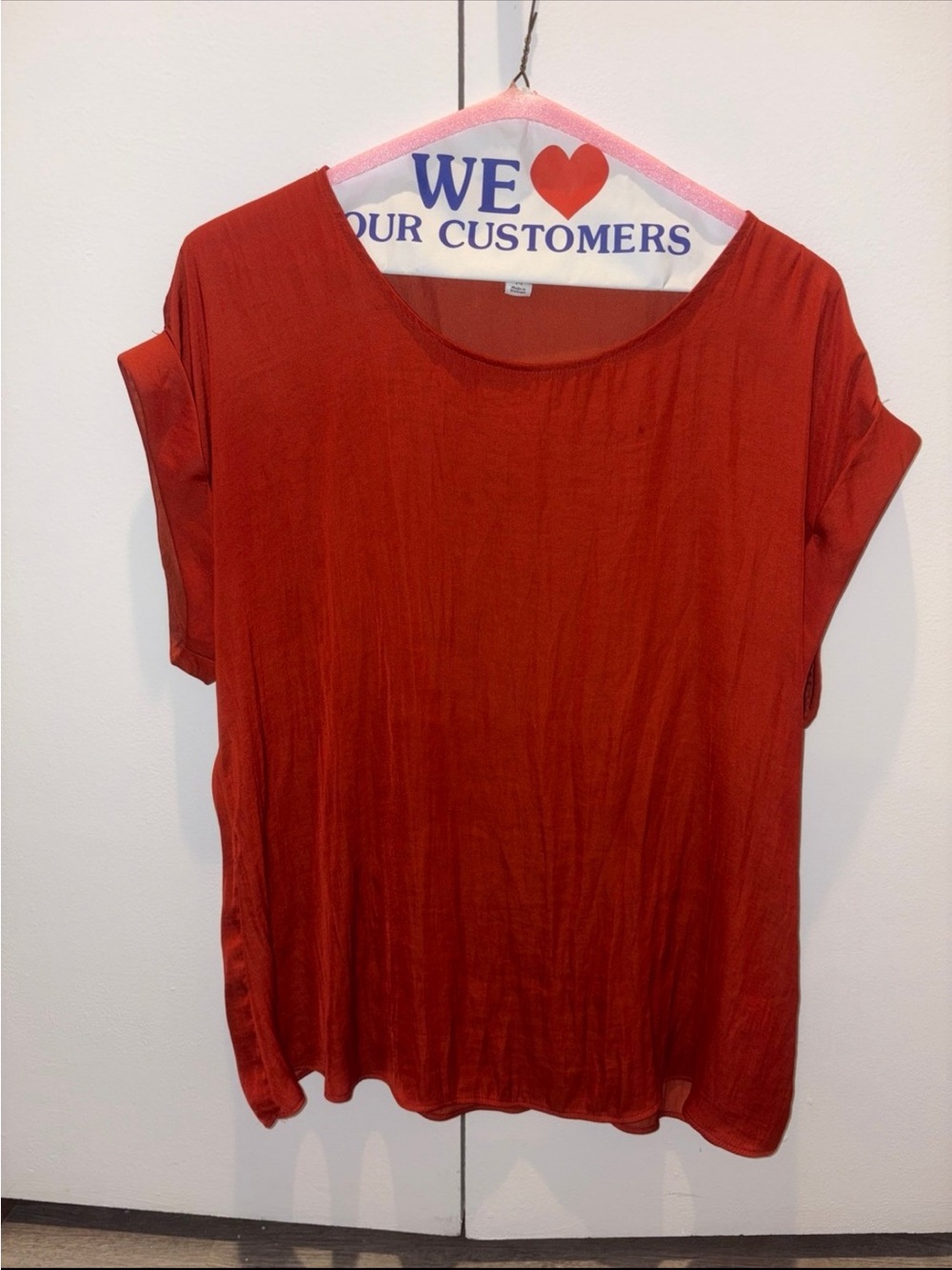 Nine West Rust-Red Short Sleeve Scoop Neck Tee